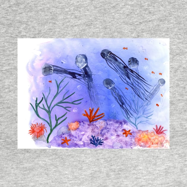 Jellyfish Watercolor Illustration by Sandraartist